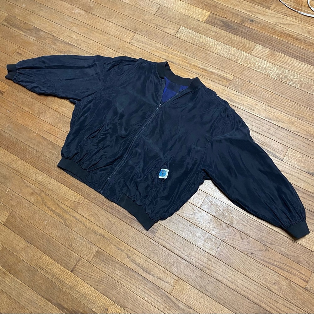 Blue and Black Plaid Bomber Jacket - Picture 6 of 11
